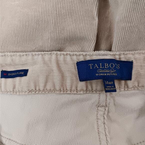 Talbots‎ Women's Petites Khaki Colored Corduroy Pants Jeans Women's Size 14WP - Picture 7 of 11